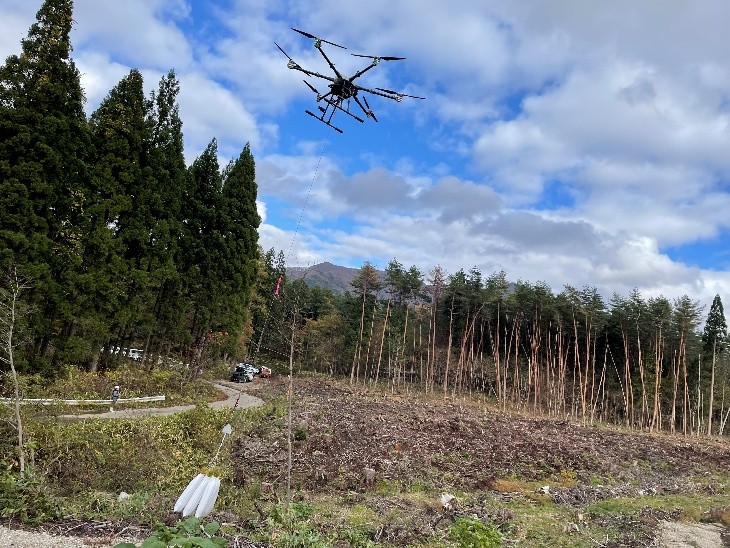 ドローンを飛ばしている様子